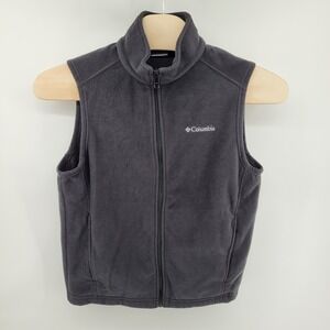 Columbia‎ Vest Womens Medium Gray Full Zip Fleece Sleeveless Jacket